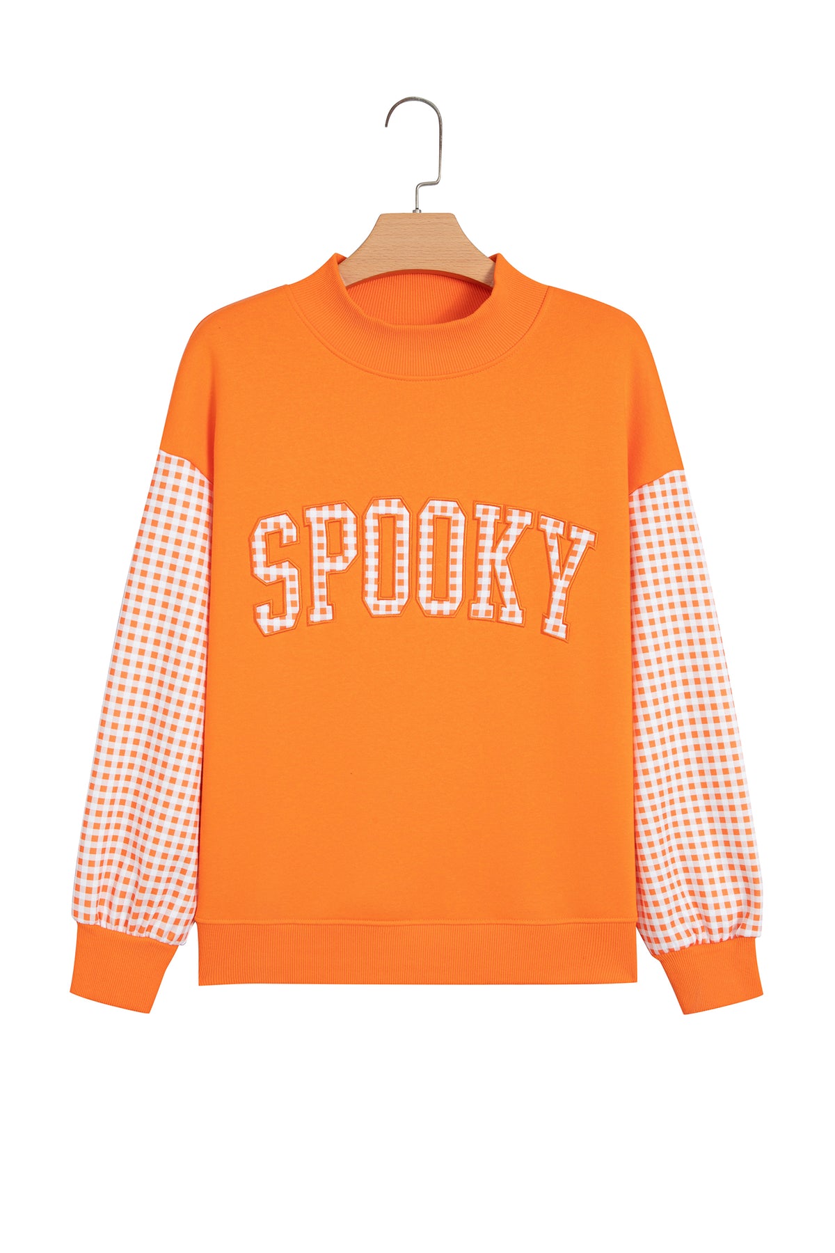 Carrot Gingham Plaid Oversized Pullover Sweatshirt