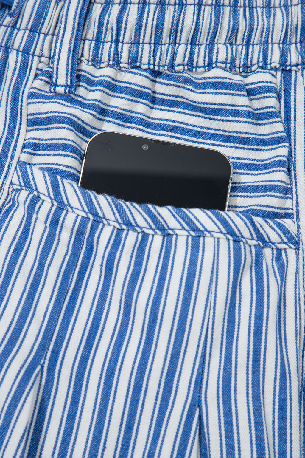 Blue Stripe Drawstring Casual Loose Pants
