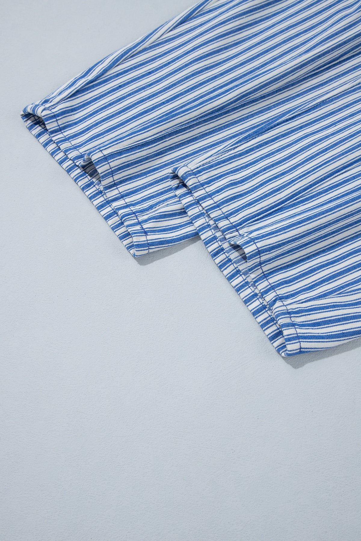 Blue Stripe Drawstring Casual Loose Pants