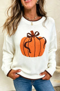 Chicory Coffee Fall Pumpkin Pattern Casual Pullover Sweater
