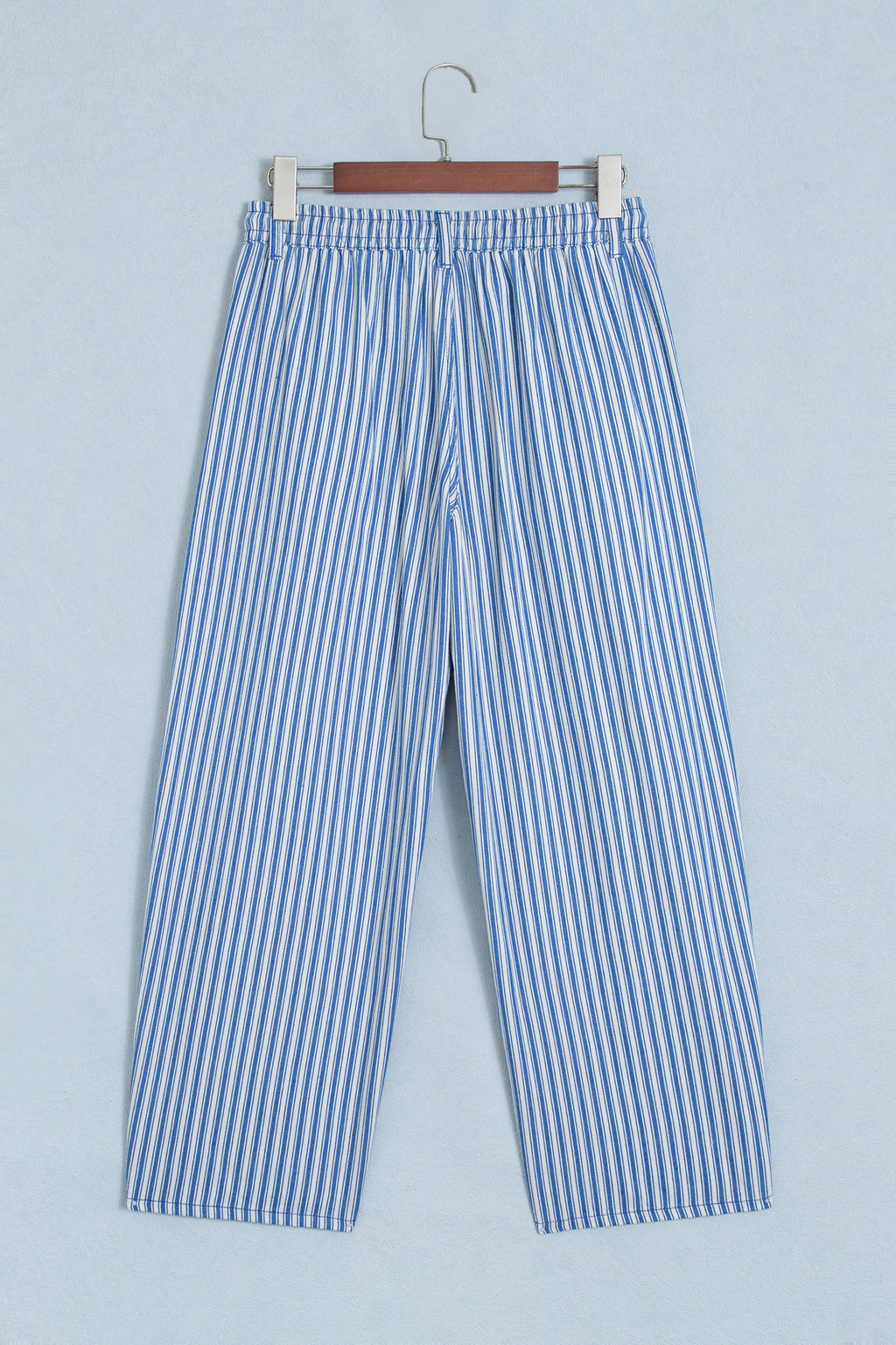 Blue Stripe Drawstring Casual Loose Pants