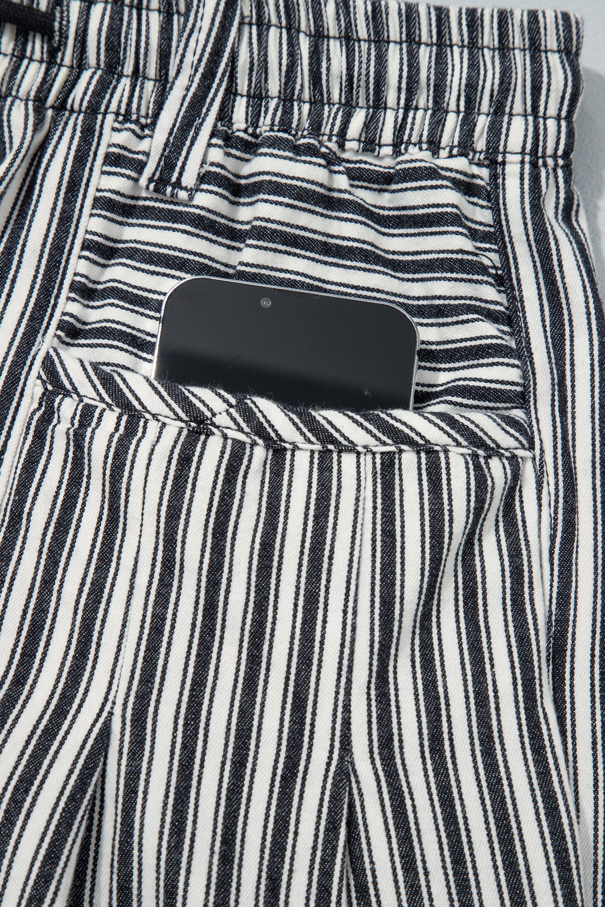 Blue Stripe Drawstring Casual Loose Pants