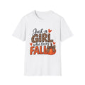Just a Girl Who Loves Fall T-Shirt | Leopard Pumpkin Autumn Design