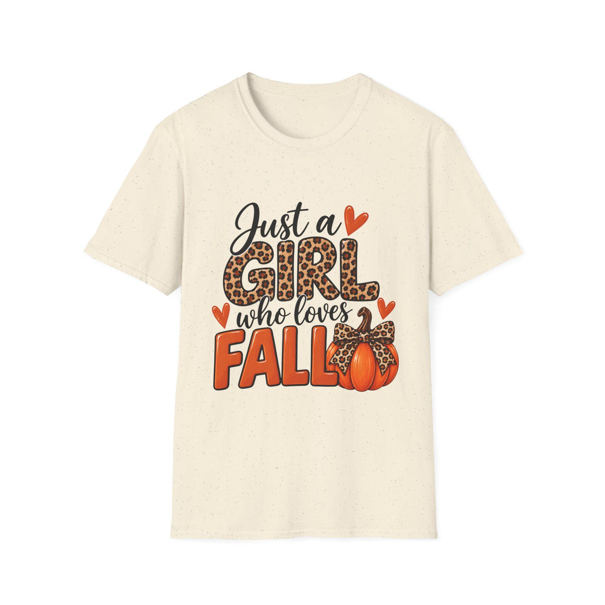 Just a Girl Who Loves Fall T-Shirt | Leopard Pumpkin Autumn Design